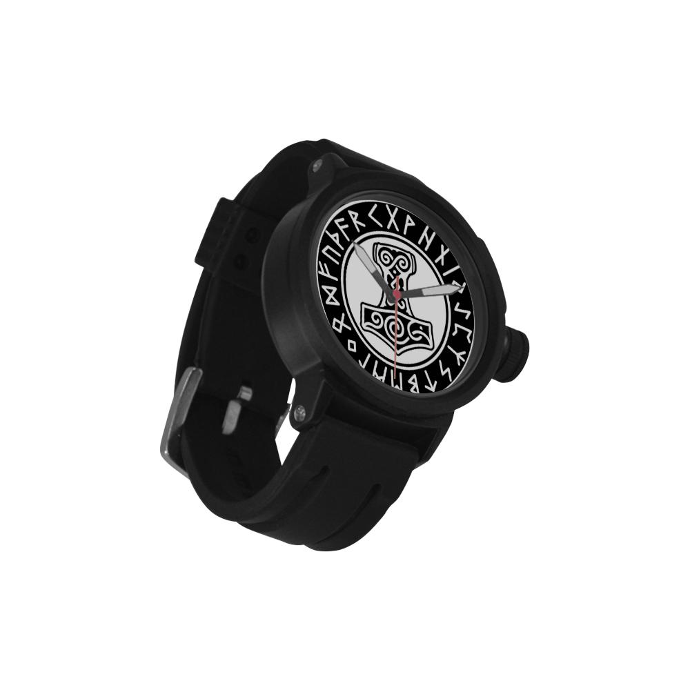 Rugged Viking Watch with Mjolnir and Runic Circle - VikingsBrand