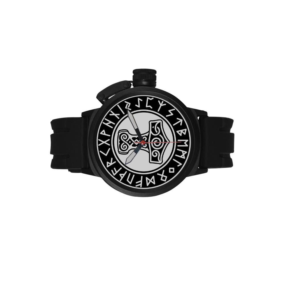 Rugged Viking Watch with Mjolnir and Runic Circle - VikingsBrand