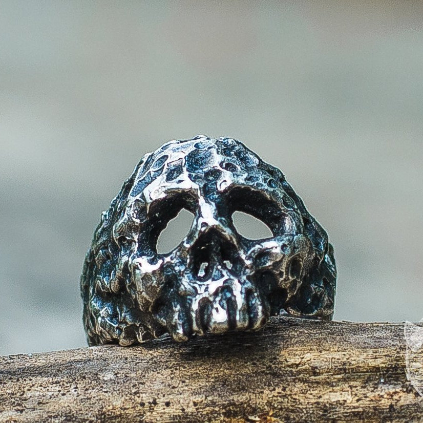 Ruined Skull 925 Sterling Silver Viking Ring - VikingsBrand