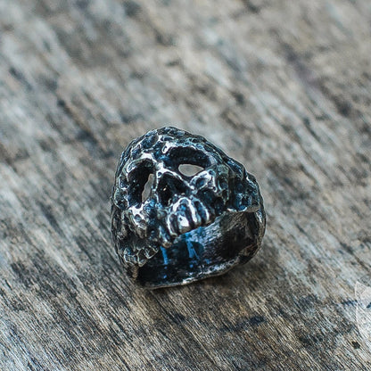 Ruined Skull 925 Sterling Silver Viking Ring - VikingsBrand