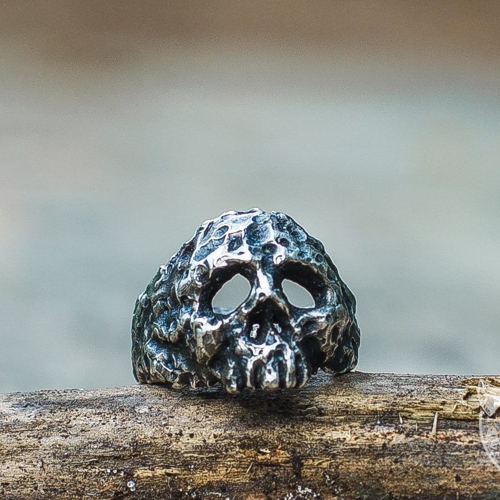 Ruined Skull 925 Sterling Silver Viking Ring - VikingsBrand