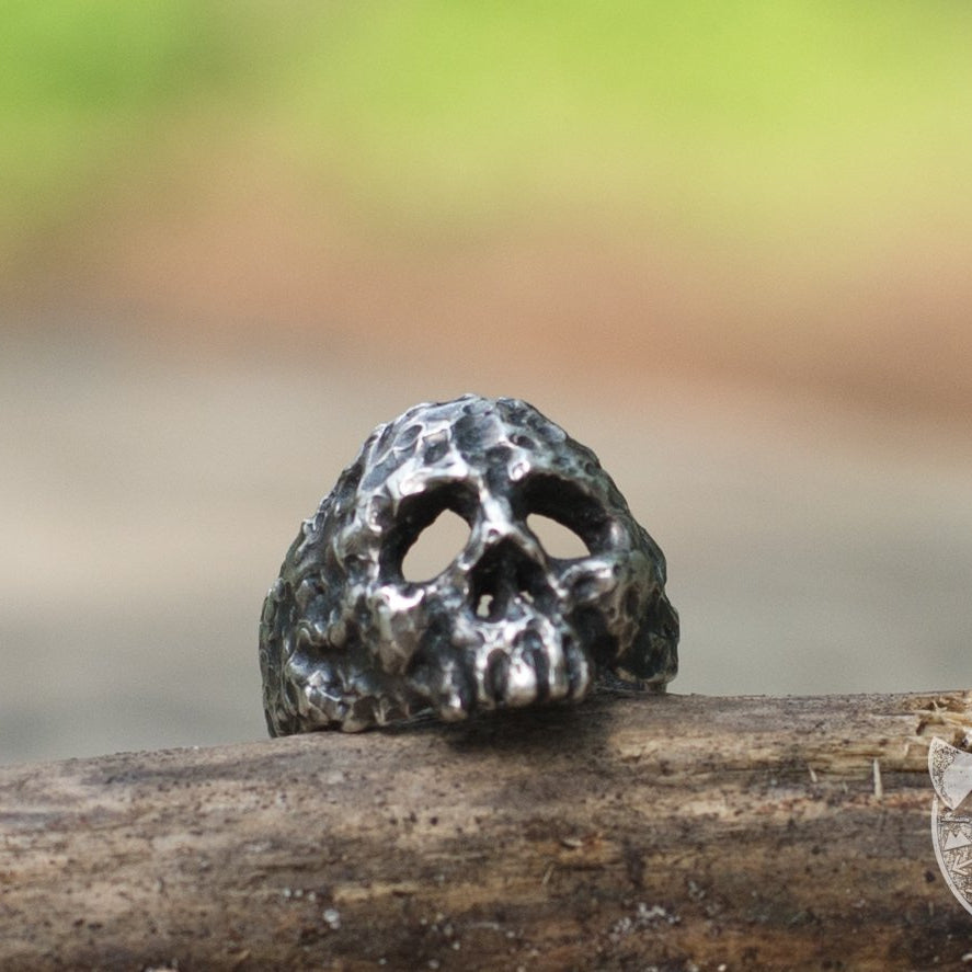 Ruined Skull 925 Sterling Silver Viking Ring - VikingsBrand