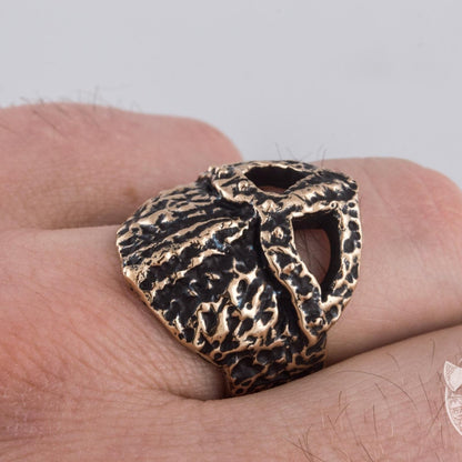 Ruined Viking Helmet Bronze Ring