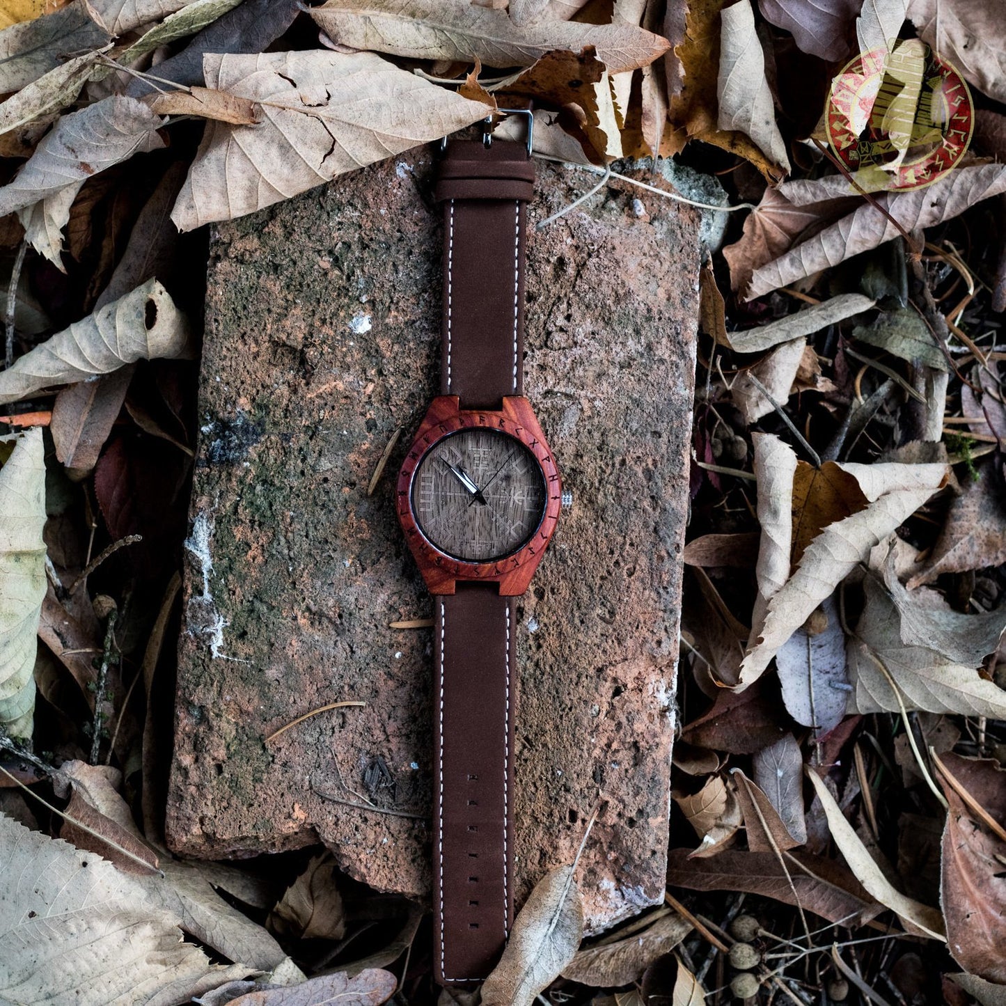 SALE! Arne Viking Wooden Watch with Vegvisir Viking Symbol With Optional Saying on the Back - VikingsBrand