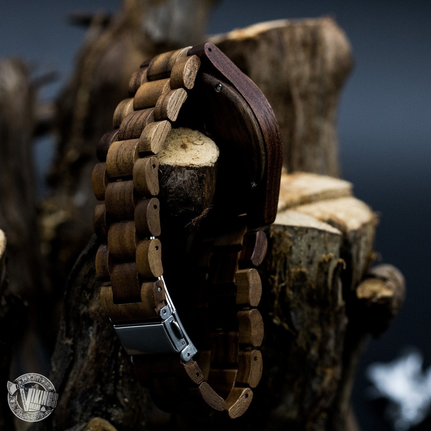 SALE! Bard Viking Wooden Runic Circle Watch with Helm of Awe Viking Symbol & Engraved Saying on the Back - VikingsBrand