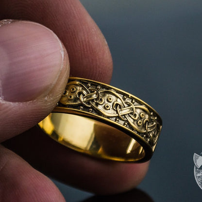 Scandinavian ornament 14K gold Viking ring – view 6