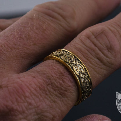 Scandinavian ornament 14K gold Viking ring – view 7