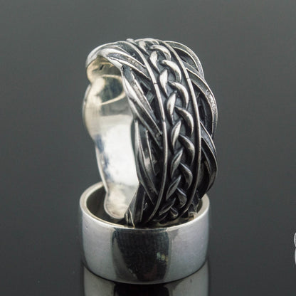 Scandinavian Ornament 925 Sterling Silver Viking Ring - VikingsBrand