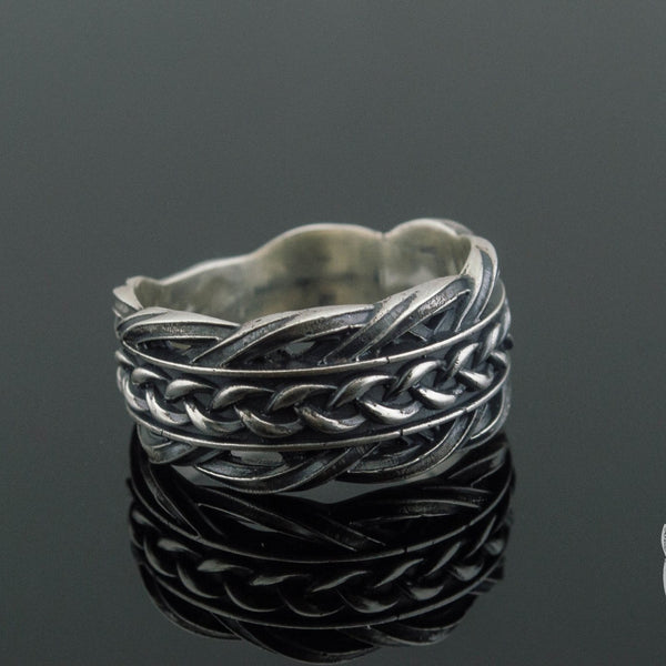 Braided Scandinavian 925 Silver Viking Wedding Band