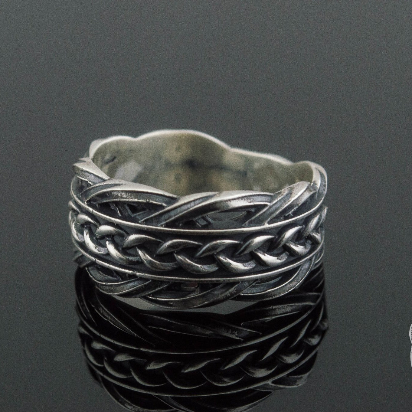 Scandinavian Ornament 925 Sterling Silver Viking Ring - VikingsBrand