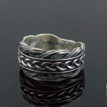 Scandinavian Ornament 925 Sterling Silver Viking Ring - VikingsBrand