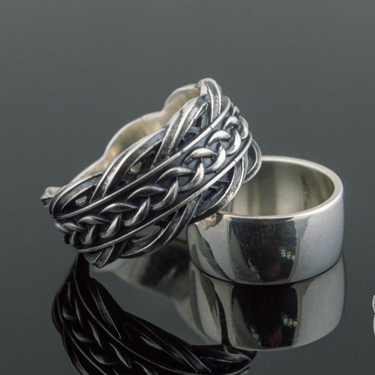 Scandinavian Ornament 925 Sterling Silver Viking Ring - VikingsBrand