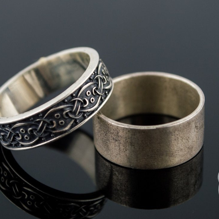 Scandinavian Ornament 925 Sterling Silver Viking Ring - VikingsBrand
