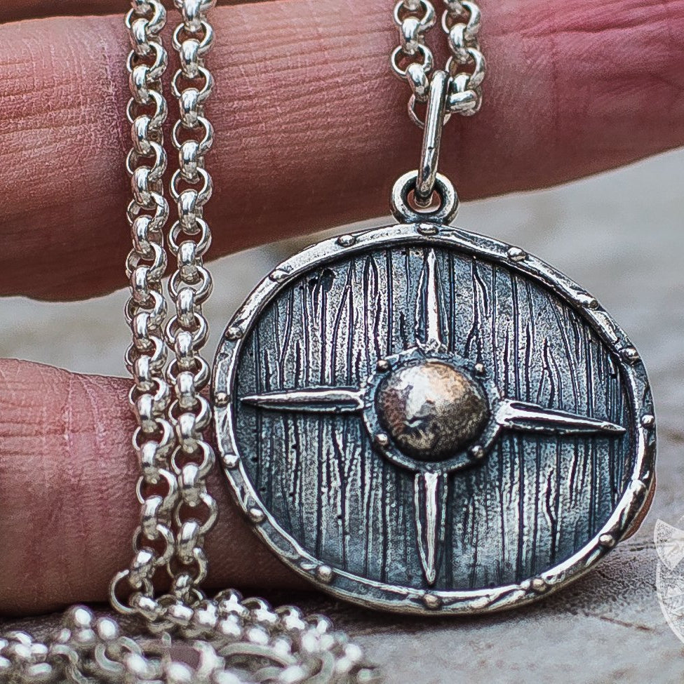 Scandinavian Warriors Shield 925 Sterling Silver Pendant - VikingsBrand