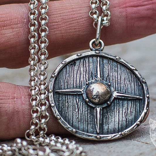 Scandinavian Warriors Shield 925 Sterling Silver Pendant - VikingsBrand