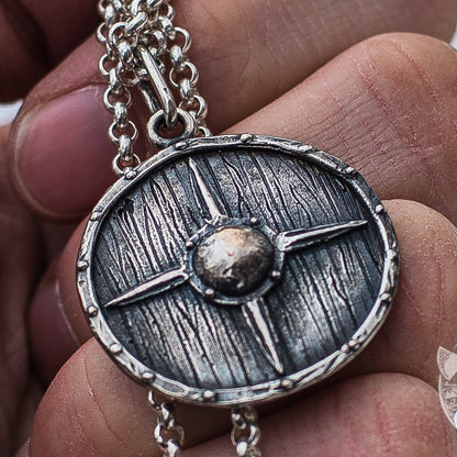 Scandinavian Warriors Shield 925 Sterling Silver Pendant - VikingsBrand