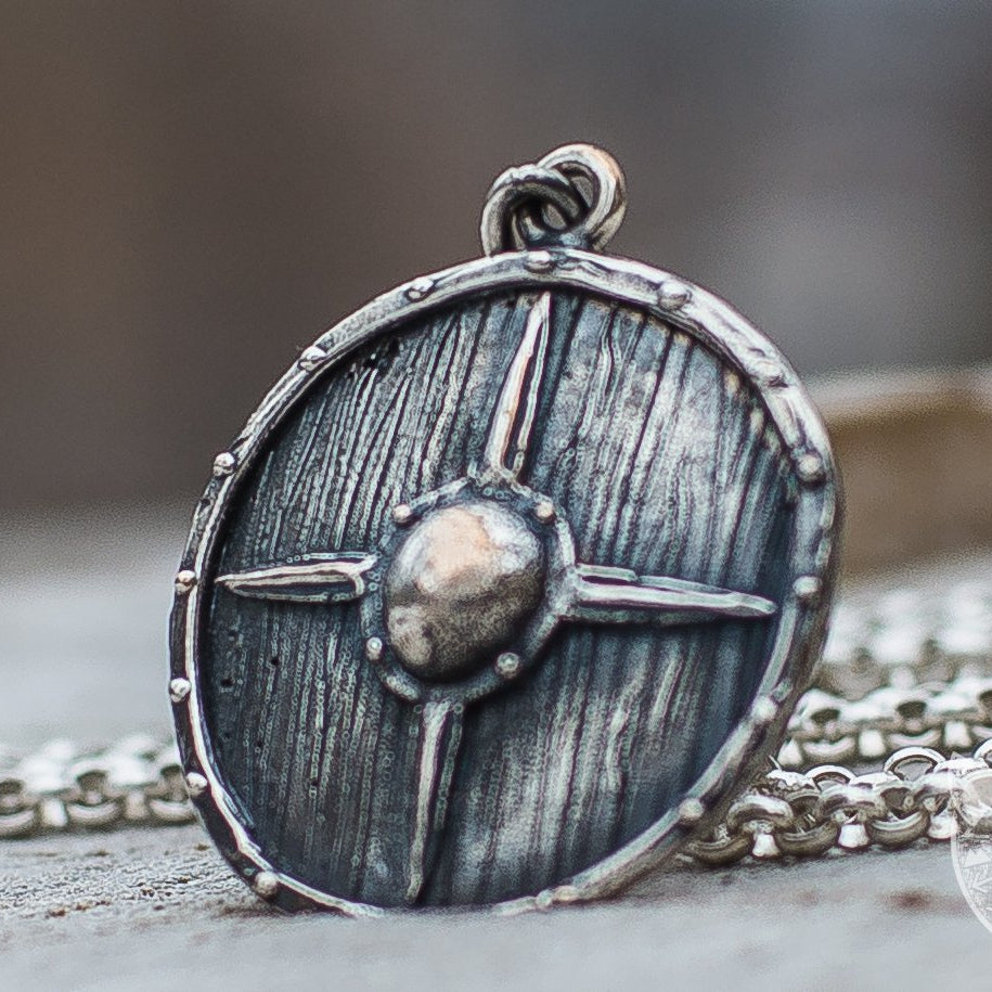 Scandinavian Warriors Shield 925 Sterling Silver Pendant - VikingsBrand