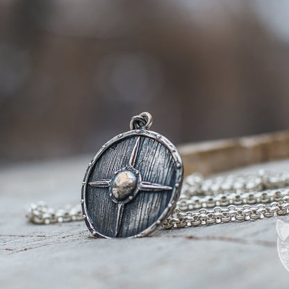 Scandinavian Warriors Shield 925 Sterling Silver Pendant - VikingsBrand