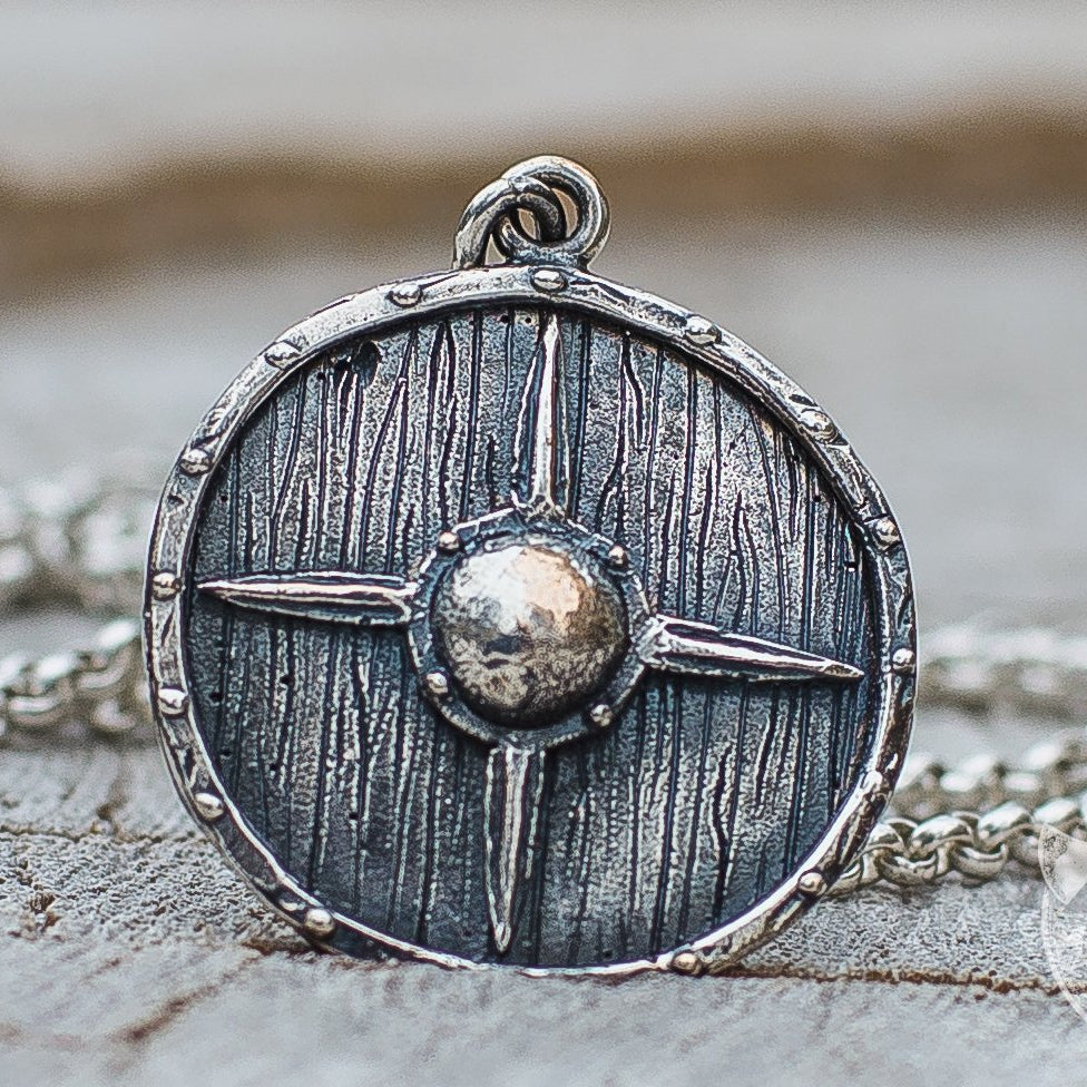 Scandinavian Warriors Shield 925 Sterling Silver Pendant - VikingsBrand