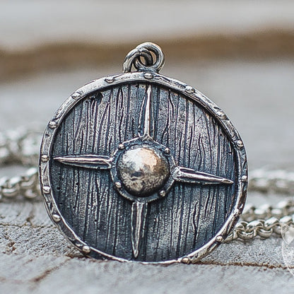 Scandinavian Warriors Shield 925 Sterling Silver Pendant - VikingsBrand
