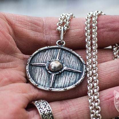 Scandinavian Warriors Shield 925 Sterling Silver Pendant - VikingsBrand