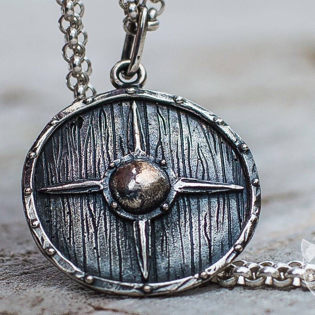 Scandinavian Warriors Shield 925 Sterling Silver Pendant - VikingsBrand
