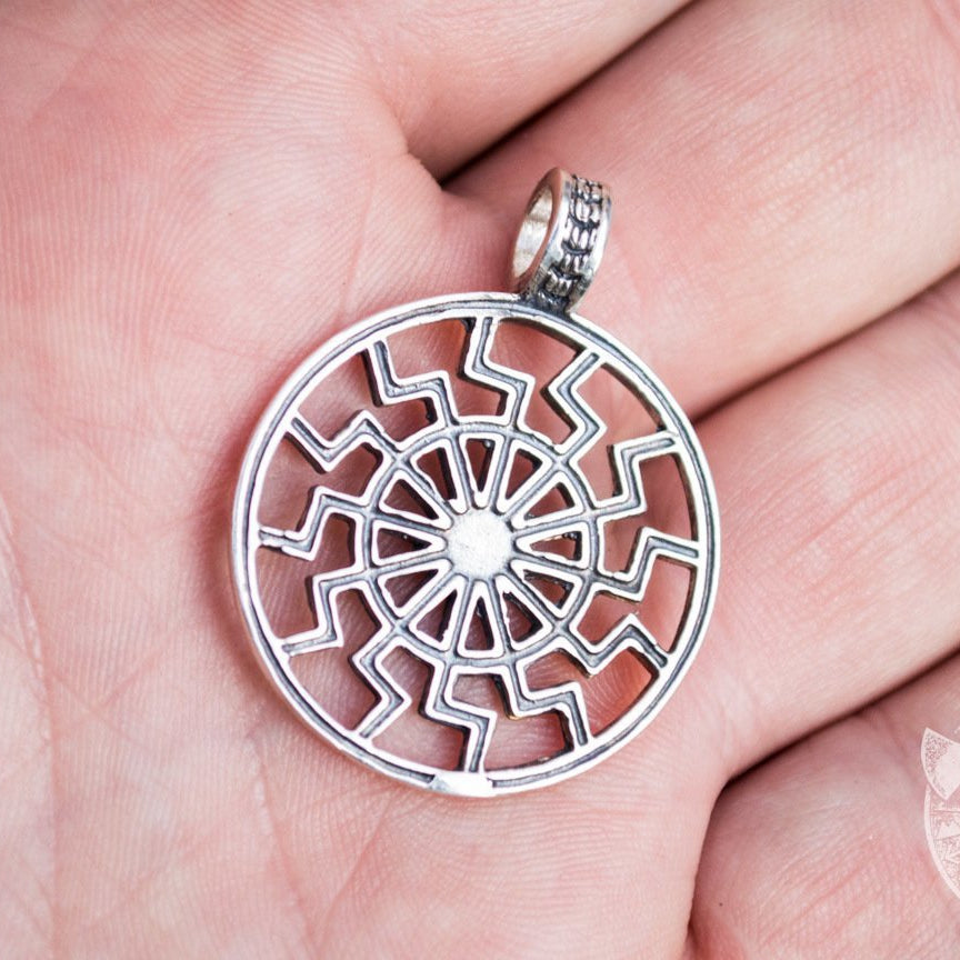 Schwarze Sonne Symbol 925 Sterling Silver Pendant - VikingsBrand