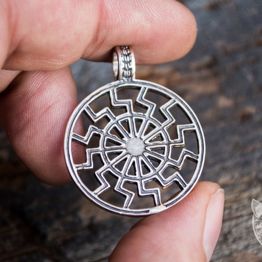 Schwarze Sonne Symbol 925 Sterling Silver Pendant - VikingsBrand