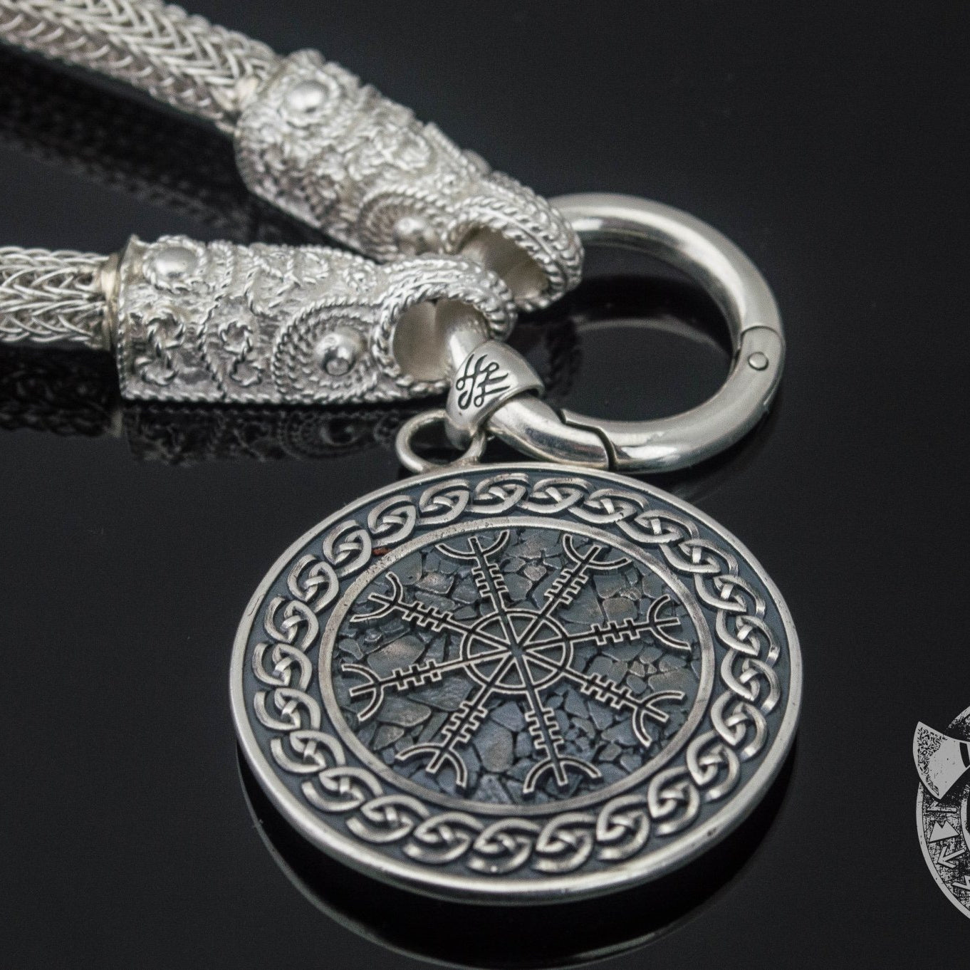 Set of Viking Chain with Helm of Awe Pendant 925 Sterling Silver - VikingsBrand