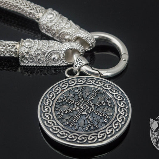 Set of Viking Chain with Helm of Awe Pendant 925 Sterling Silver - VikingsBrand