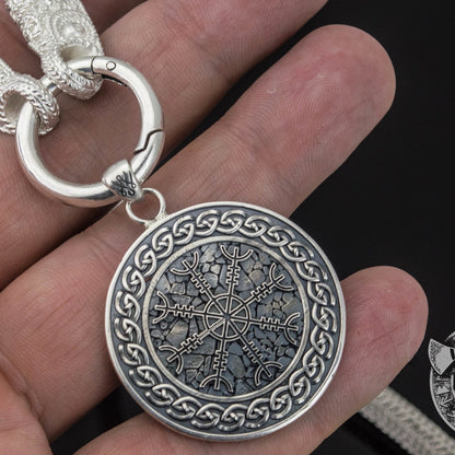 Set of Viking Chain with Helm of Awe Pendant 925 Sterling Silver - VikingsBrand