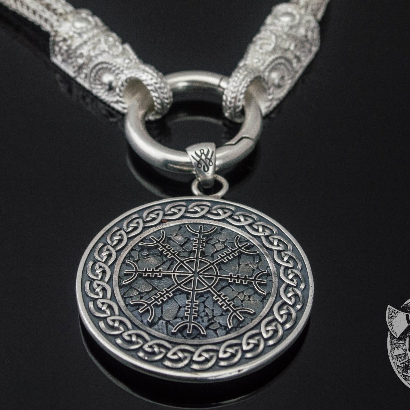 Set of Viking Chain with Helm of Awe Pendant 925 Sterling Silver - VikingsBrand
