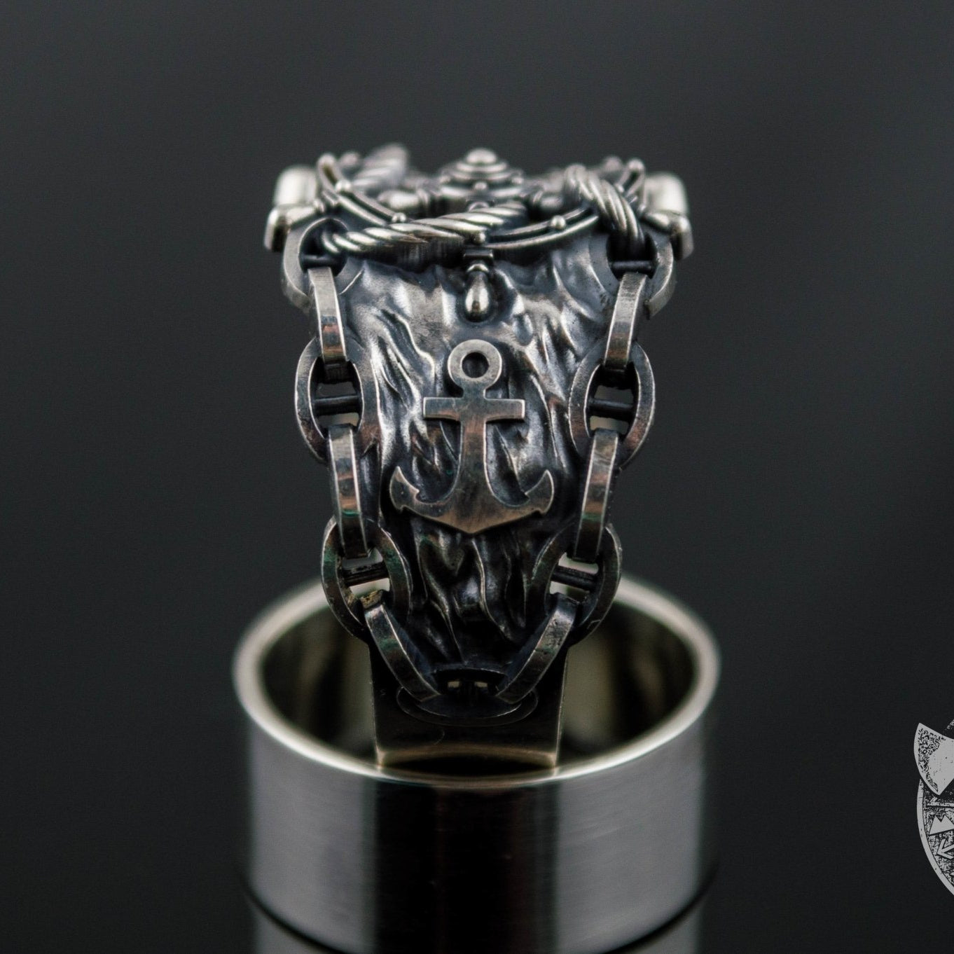 Ship Steering Wheel Symbol 925 Sterling Silver Viking Ring - VikingsBrand