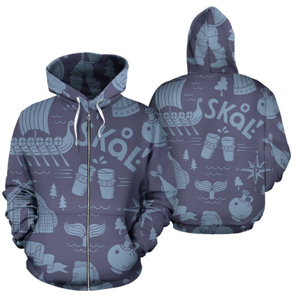 Skal Viking Zip Up Hoodie - VikingsBrand