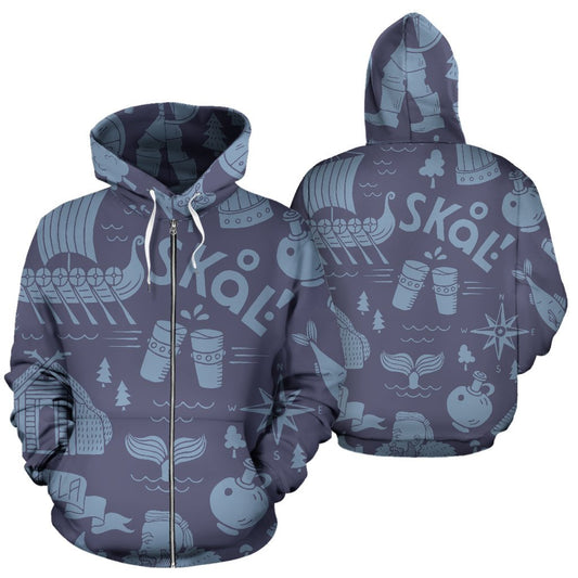 Skal Viking Zip Up Hoodie - VikingsBrand