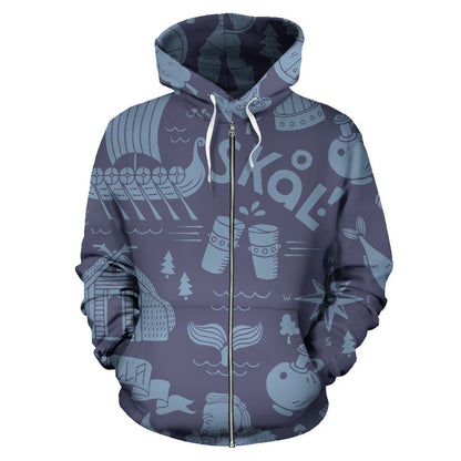 Skal Viking Zip Up Hoodie - VikingsBrand