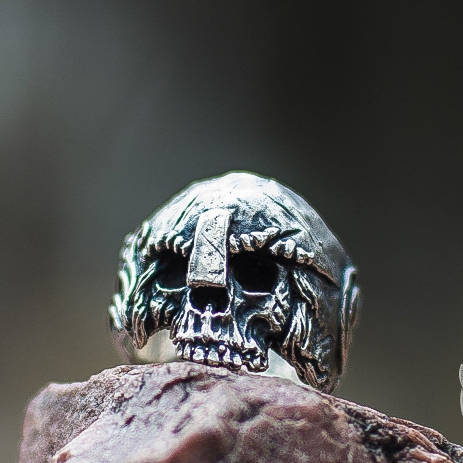 Skull and Helmet 925 Sterling Silver Viking Ring - VikingsBrand