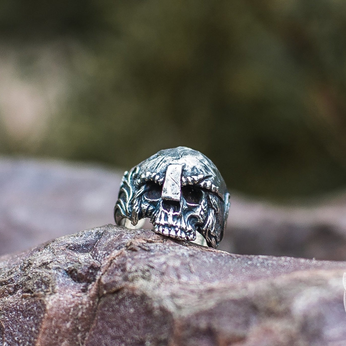Skull and Helmet 925 Sterling Silver Viking Ring - VikingsBrand