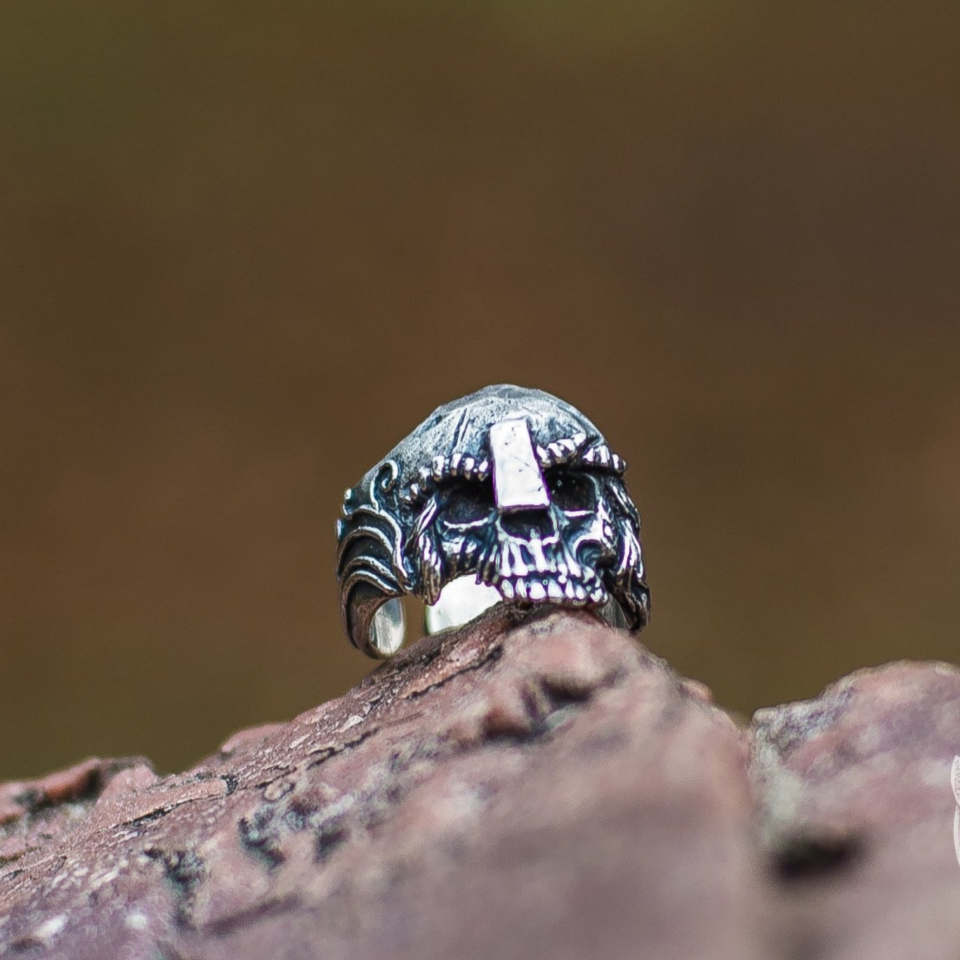 Skull and Helmet 925 Sterling Silver Viking Ring - VikingsBrand