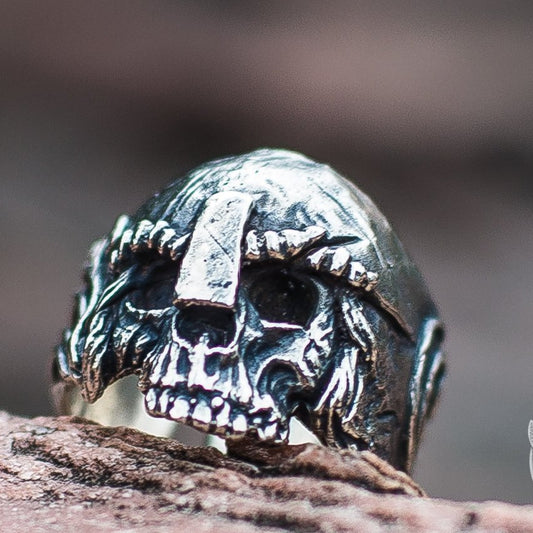 Skull and Helmet 925 Sterling Silver Viking Ring - VikingsBrand