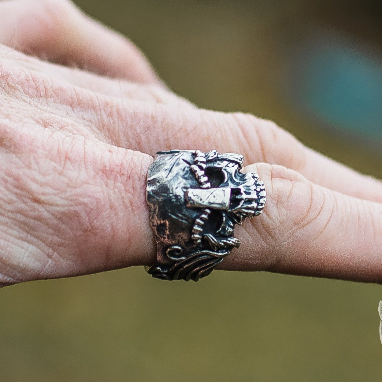 Skull and Helmet 925 Sterling Silver Viking Ring - VikingsBrand
