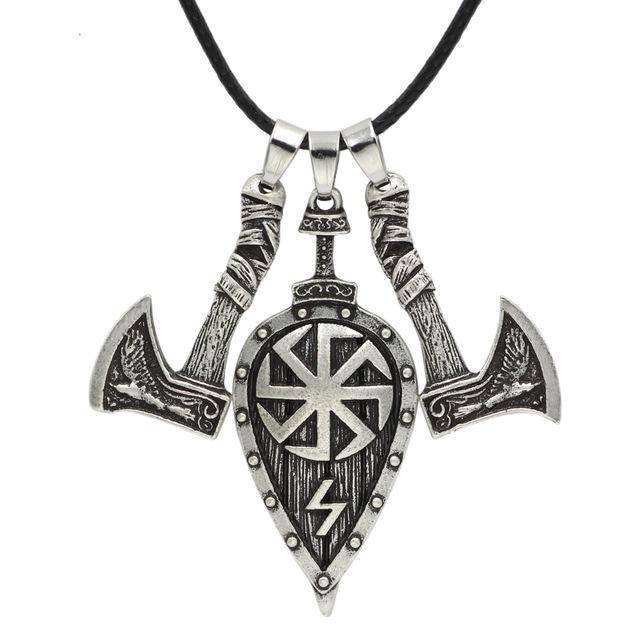Slavic Kolovrat Necklace with Axes - VikingsBrand