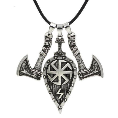 Slavic Kolovrat Necklace with Axes - VikingsBrand