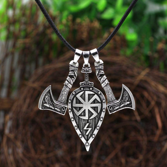 Slavic Kolovrat Necklace with Axes - VikingsBrand