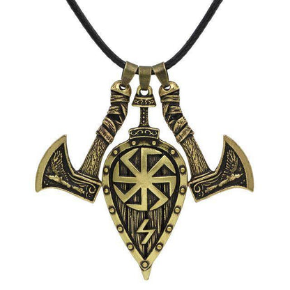 Slavic Kolovrat Necklace with Axes - VikingsBrand