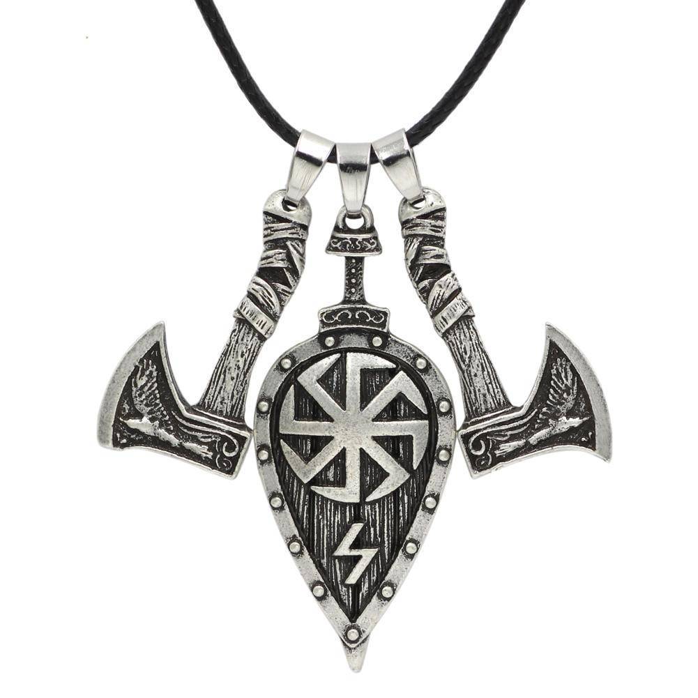 Slavic Kolovrat Necklace with Axes - VikingsBrand
