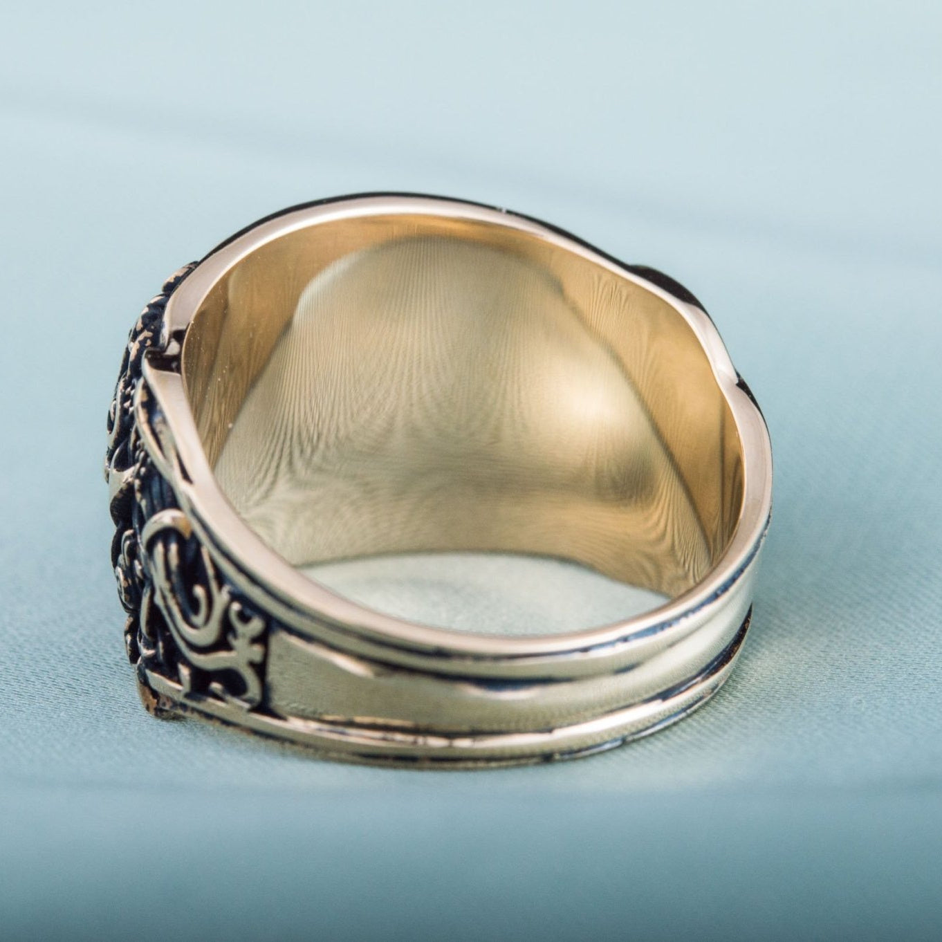 Sleipnir Ring with Mammen Ornament Handcrafted Bronze Viking Ring