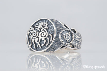 Sleipnir Viking Symbol Ring Sterling Silver Handmade Viking Jewelry