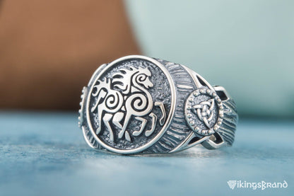 Sleipnir Viking Symbol Ring Sterling Silver Handmade Viking Jewelry