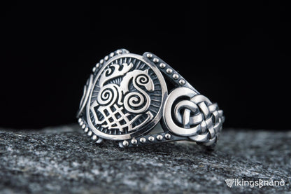 Sleipnir Viking Symbol with Viking Ornament Sterling Silver Handmade Jewelry
